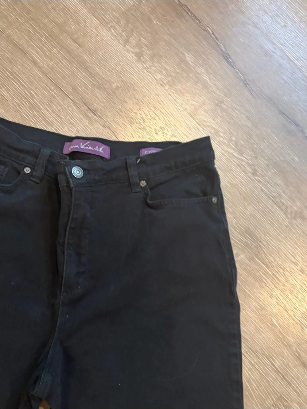 Gloria Vanderbilt Amanda black denim straight jeans sz 14